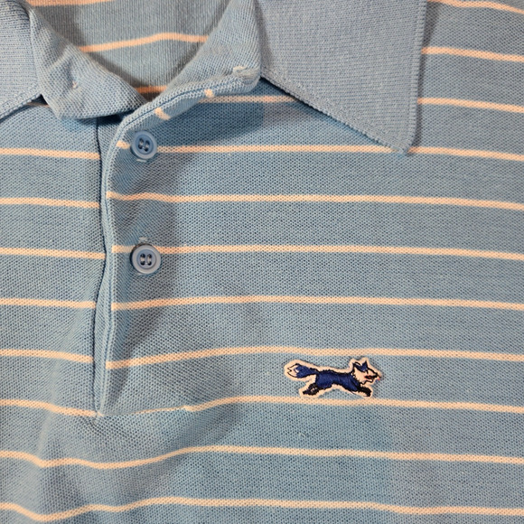 Vintage JC Penney Fox Polo Shirt Mens XL Blue Striped 80s Preppy Golf Classic - Picture 2 of 6